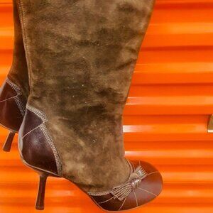 suede and leather beautiful bow boot